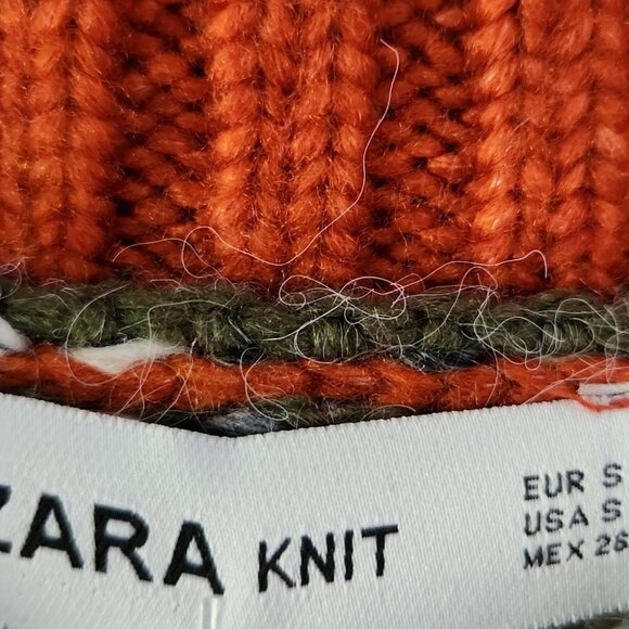 ZARA | Knit Fair Isle Crewneck Sweater Pullover Sz SMALL - Picture 7 of 9